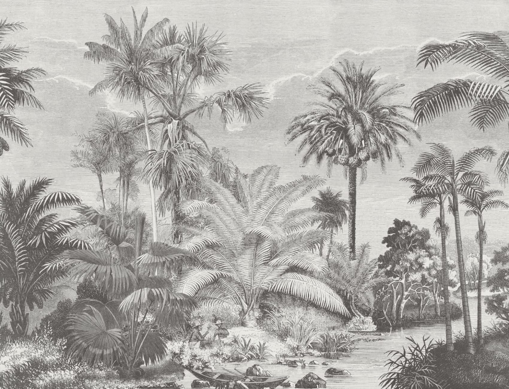 Monocrom Vintage Jungle Wallpaper Mural