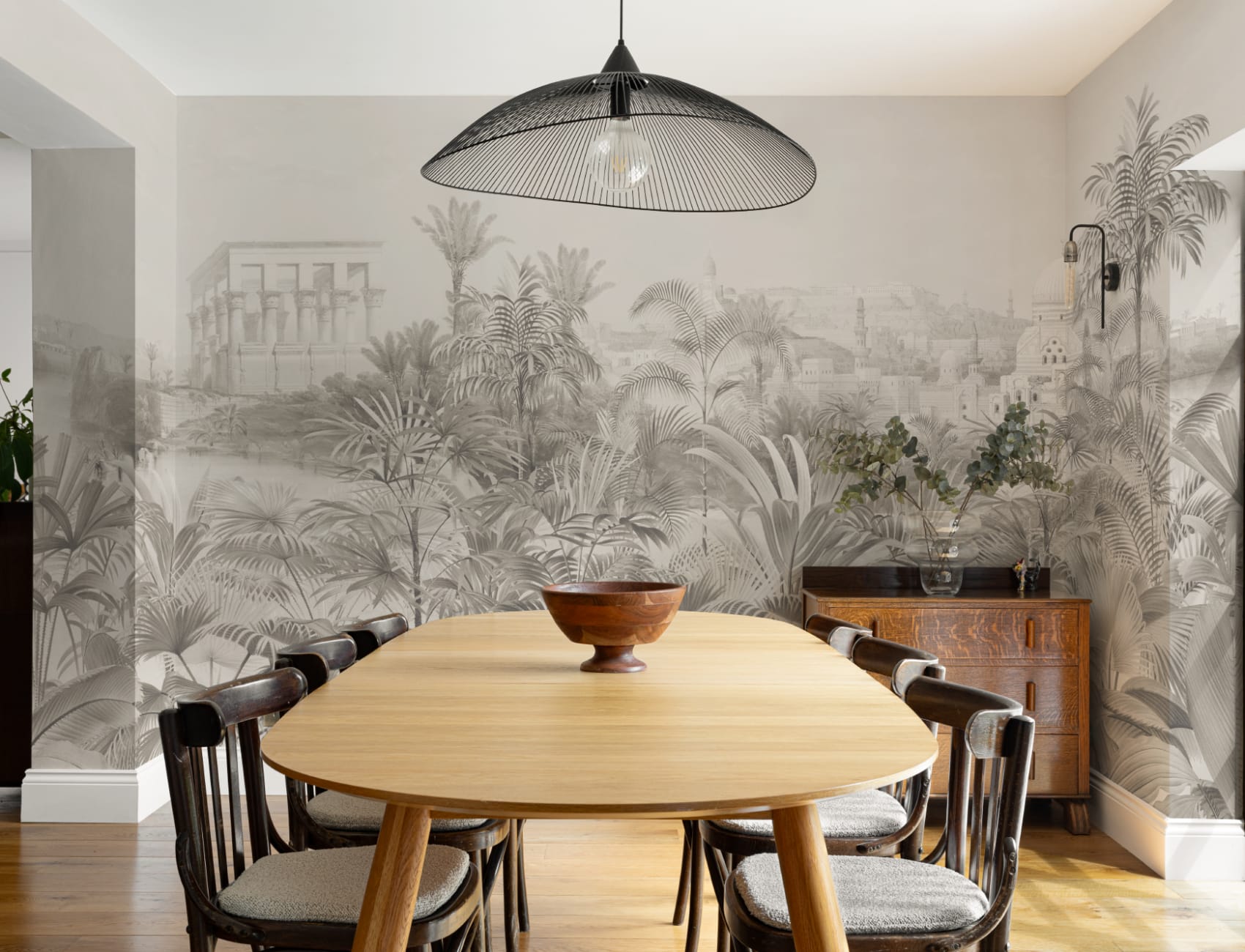 Greige Vintage Jungle Wallpaper Mural