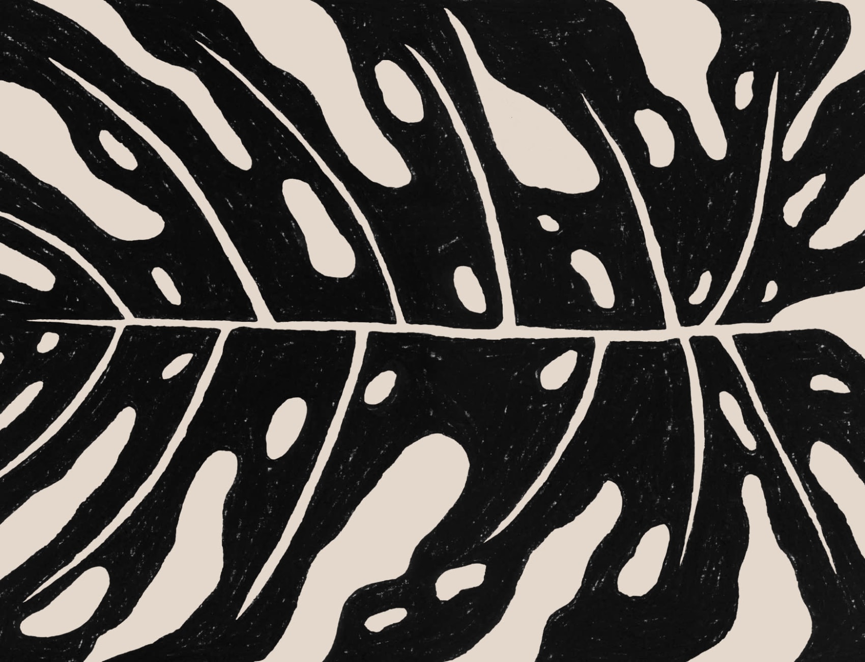 Panoramique monstera géante en noir et beige