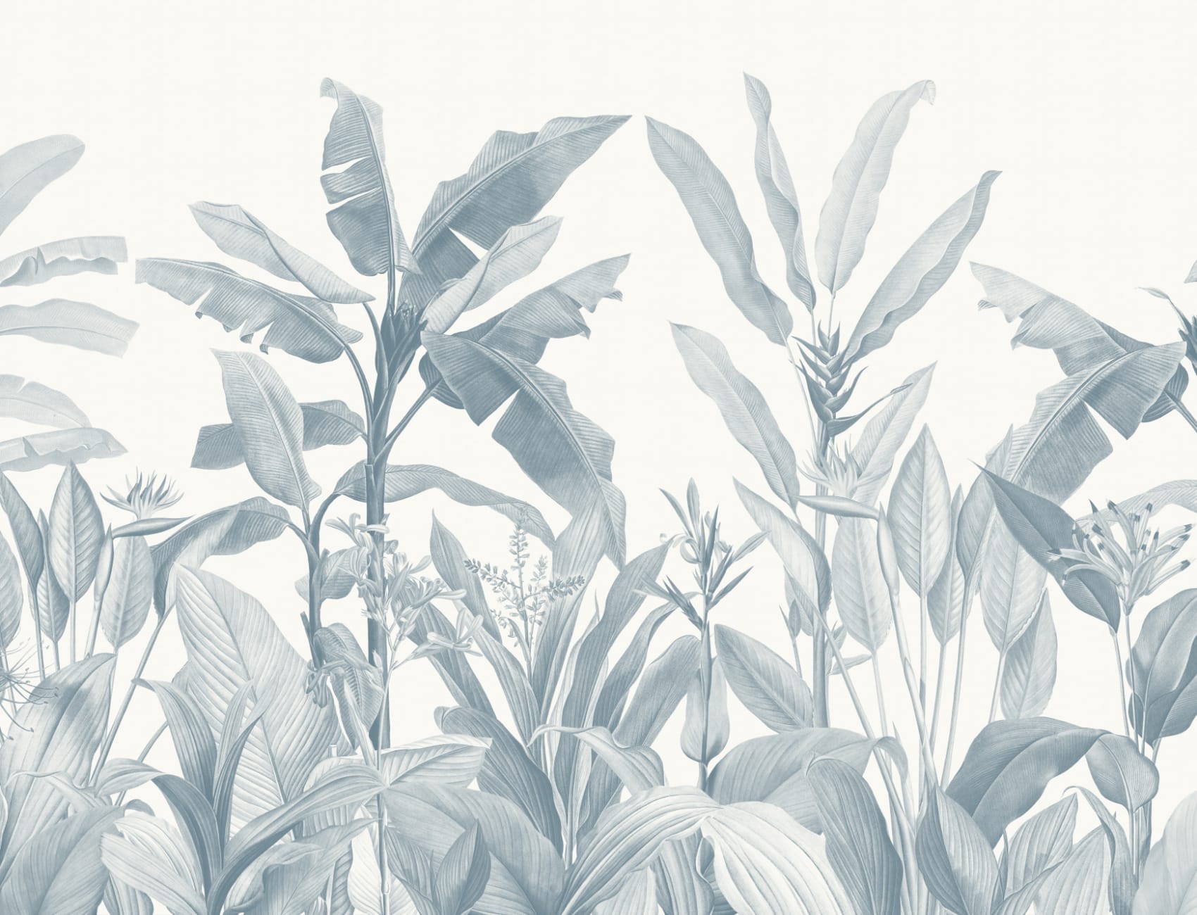 Blue Vintage Tropical Mural