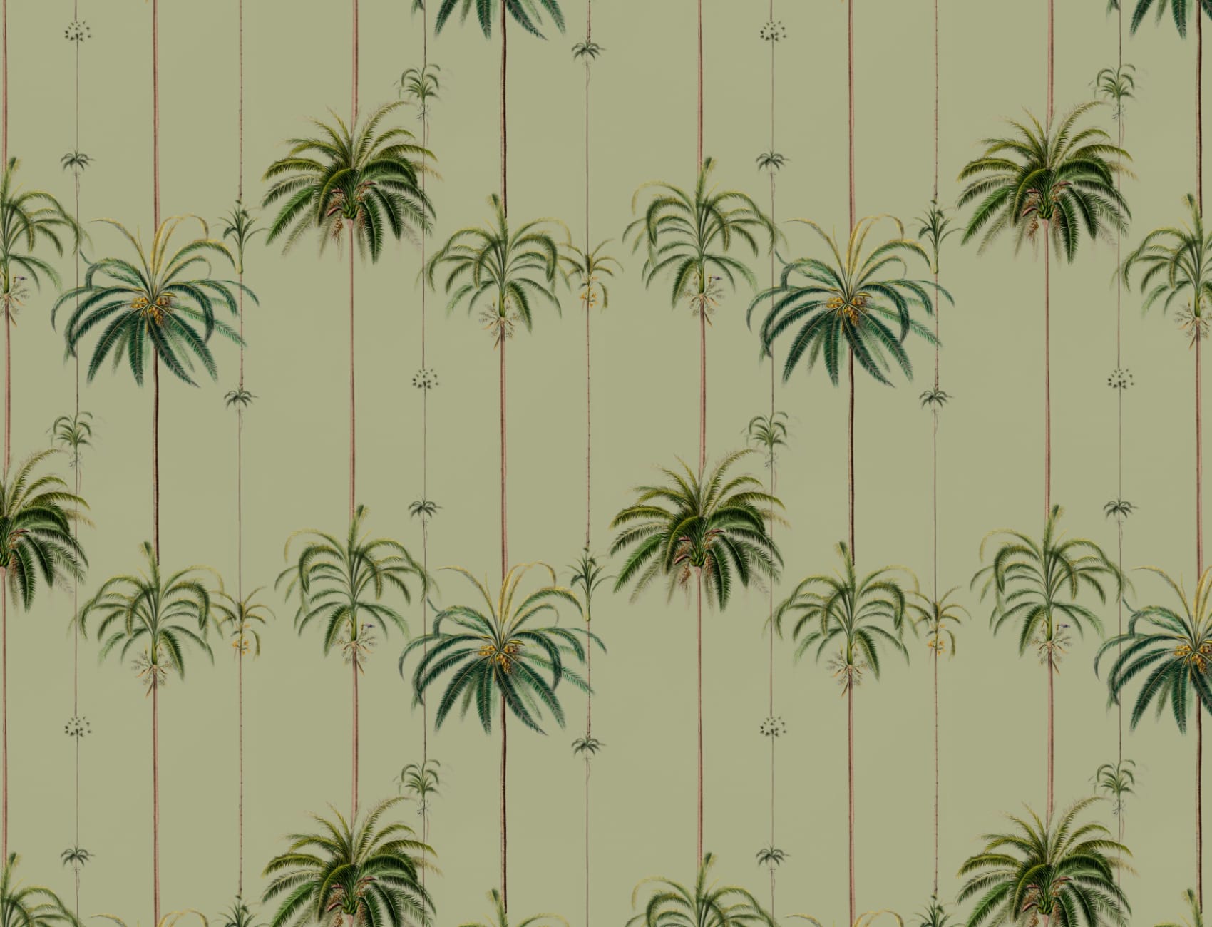 Sage Striped Tropical Palms Wallpaper