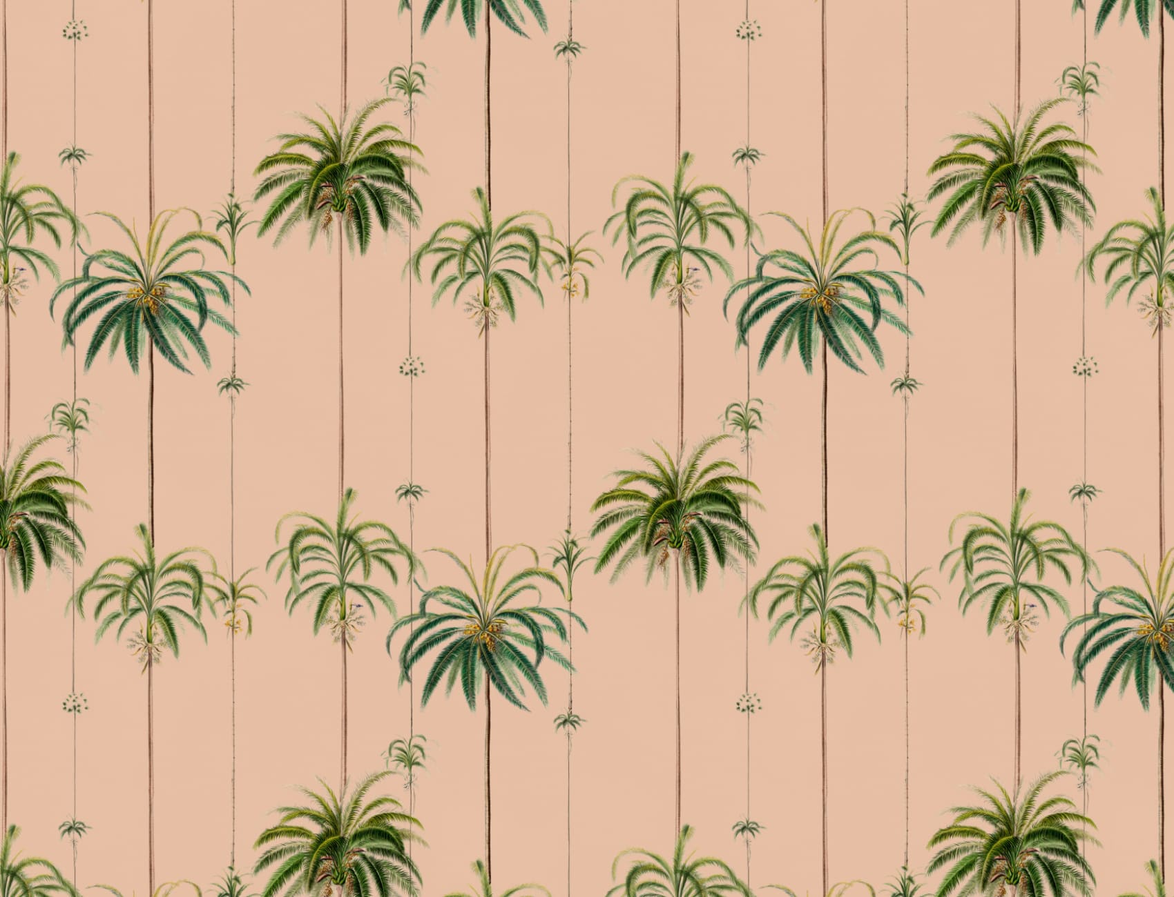 Peach Striped Tropical Palms Wallpaper
