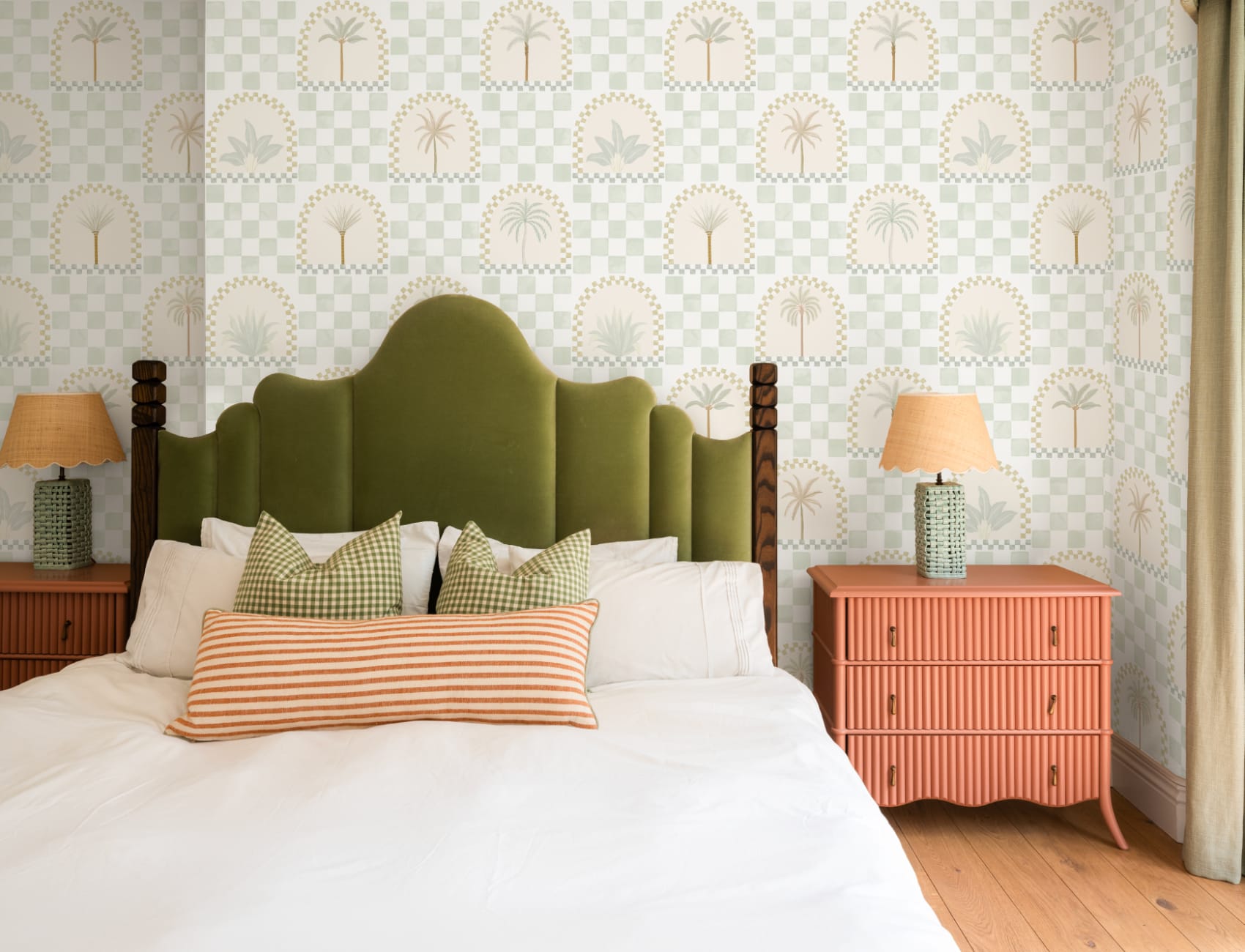 Green Mediterranean Palms Tile & Arch Mural