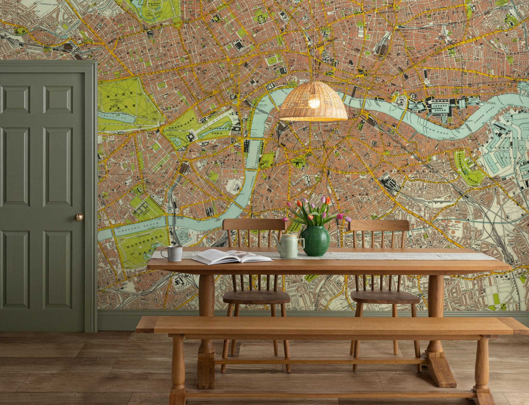 Londra Vintage Road Map Wallpaper Mural