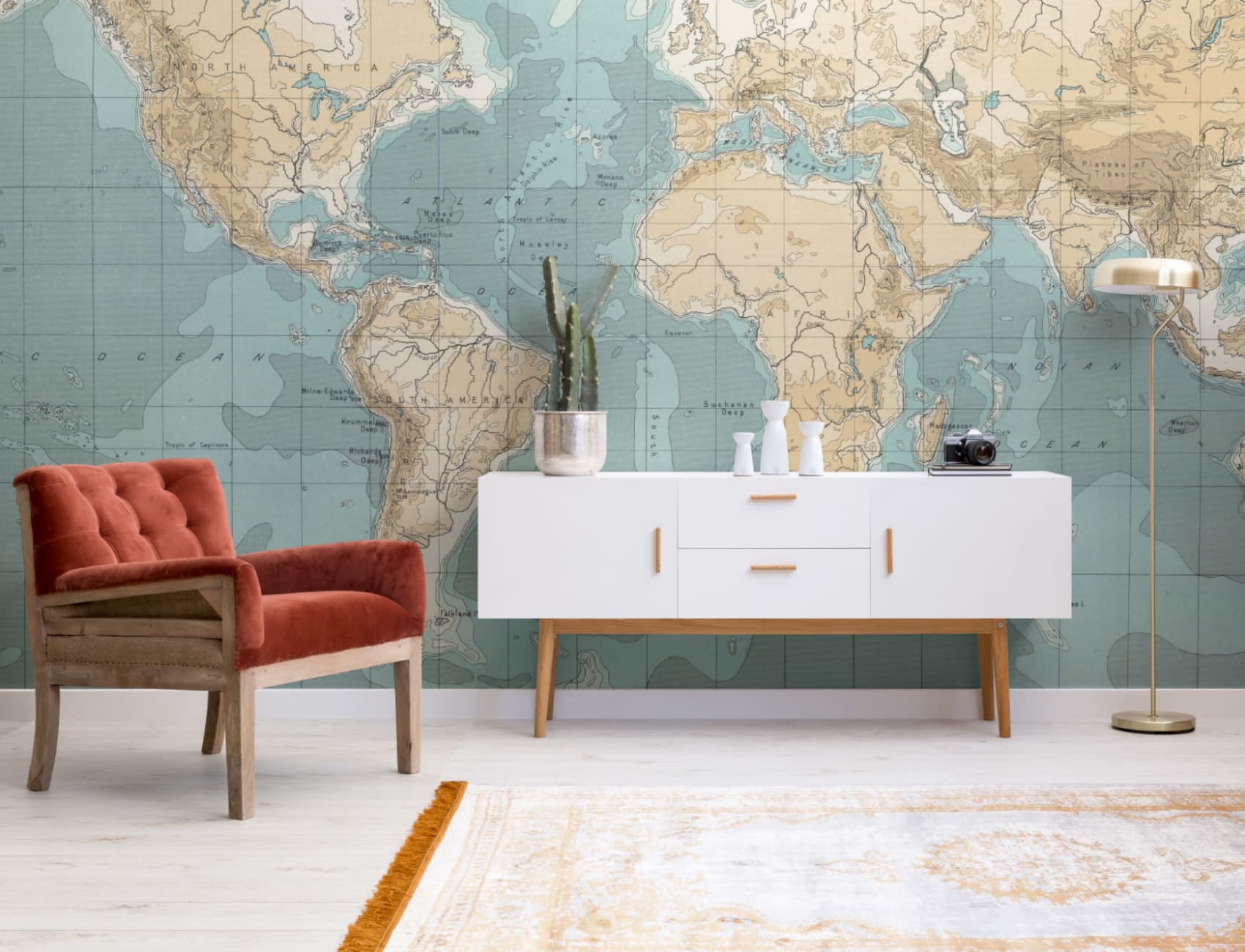 Bathyorographical Vintage Map Wallpaper Mural