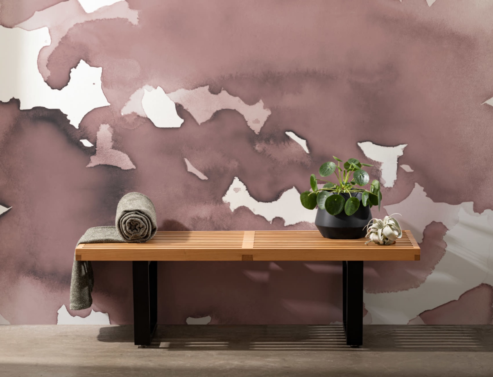 Dusky Pink Abstrakt akvarell fototapet