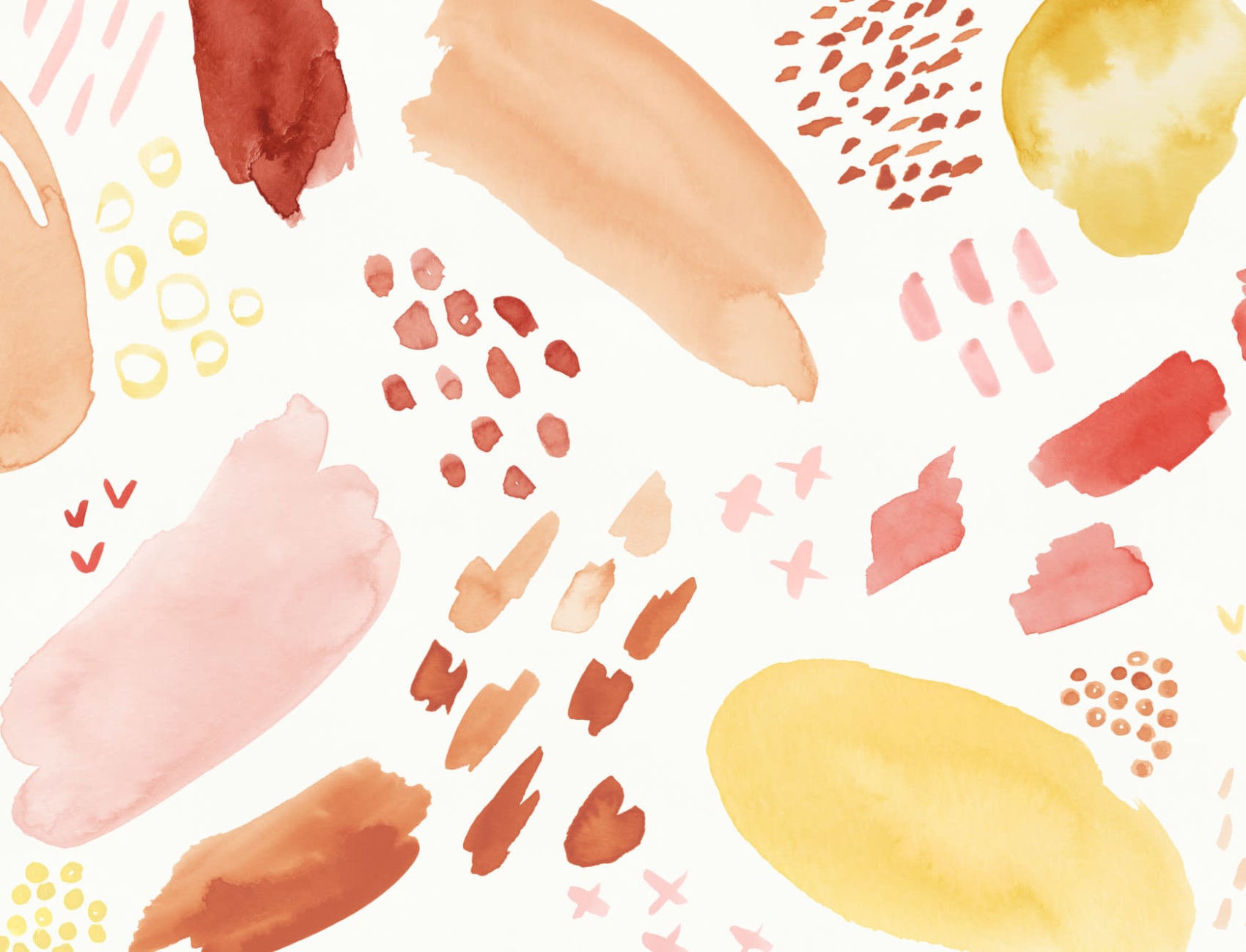 Peach & Orange Abstract Watercolor Brush Marks Wallpaper Mural