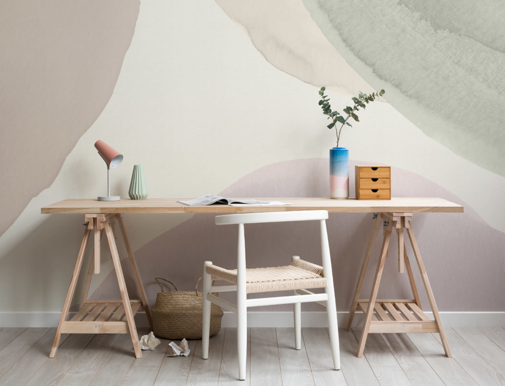 Calming Watercolor Shapes Abstract Wallpaper Mural