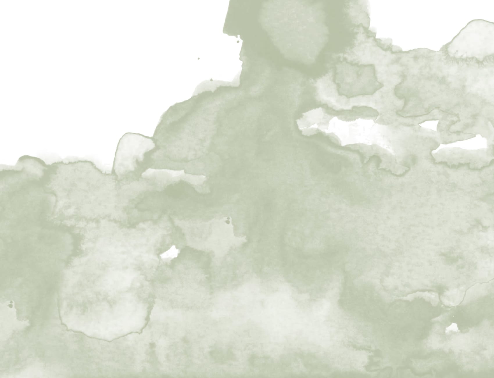 Mural nube a la acuarela en verde salvia