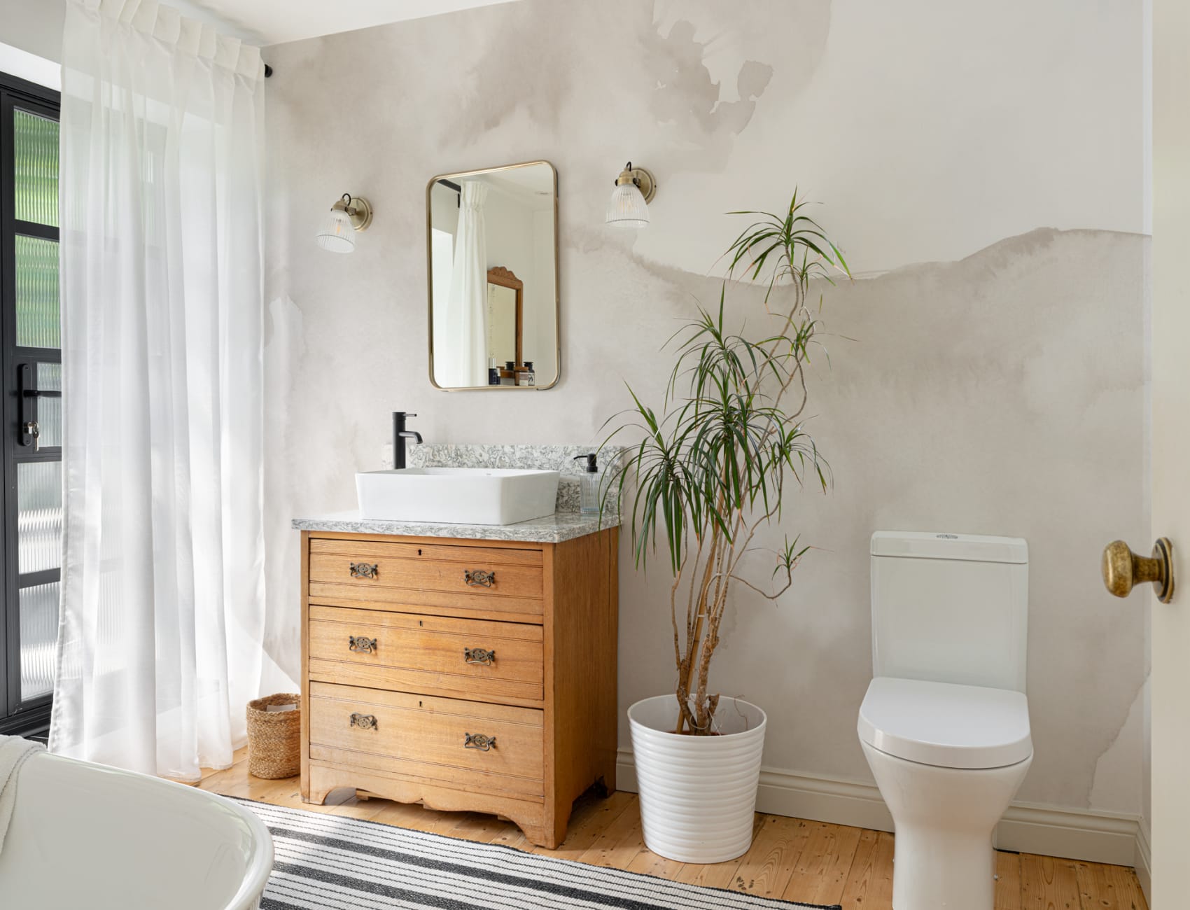 Beige Swilling Abstrakt Akvarell Mural-tapeter