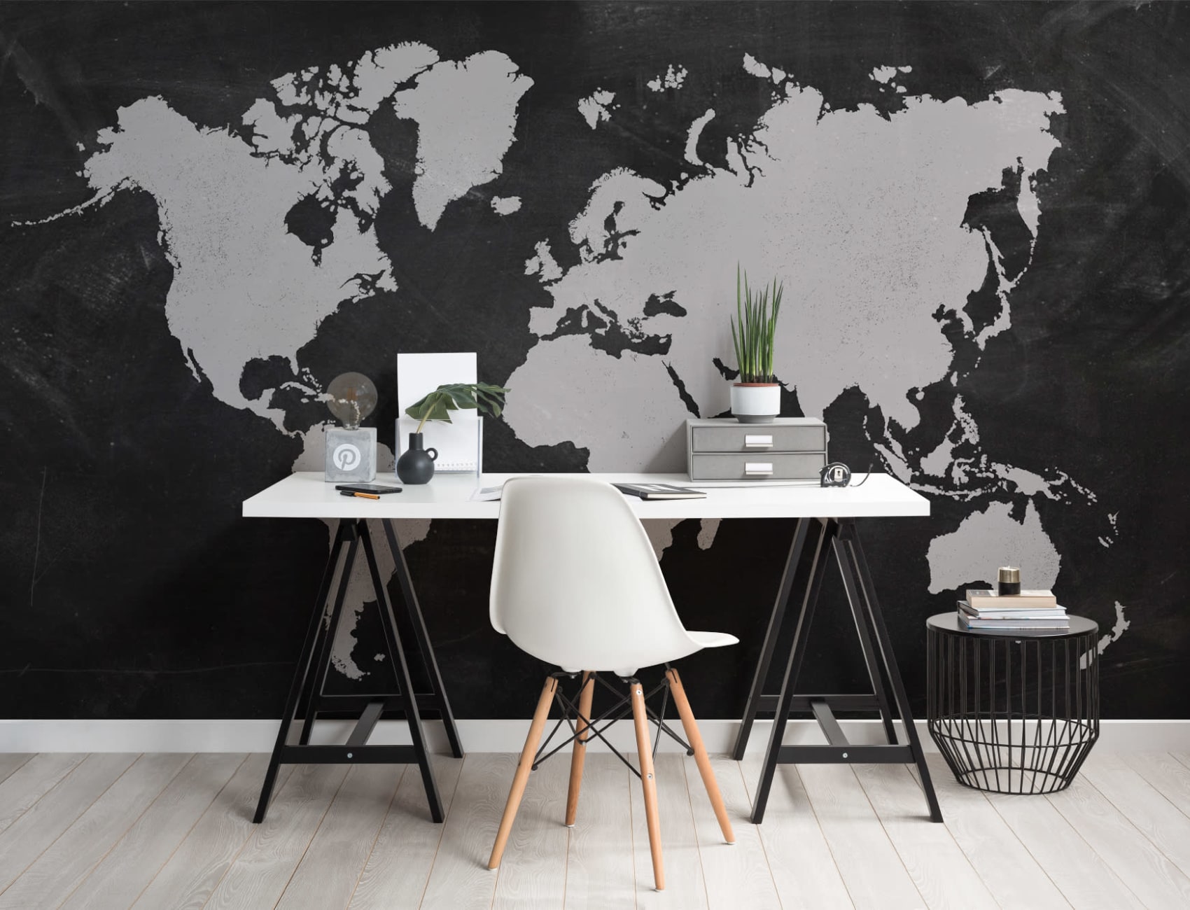 Chalkboard World Map Wallpaper Mural