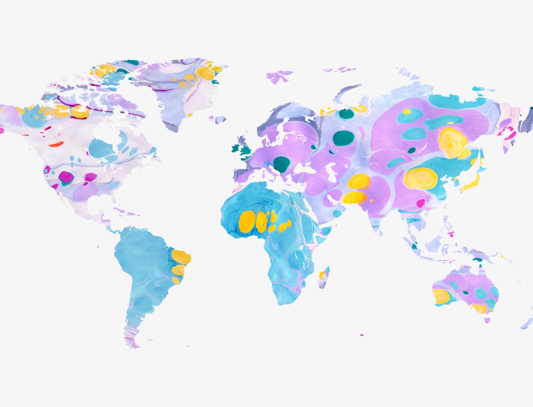 Multi-Colored Marble World Map Wallpaper Mural