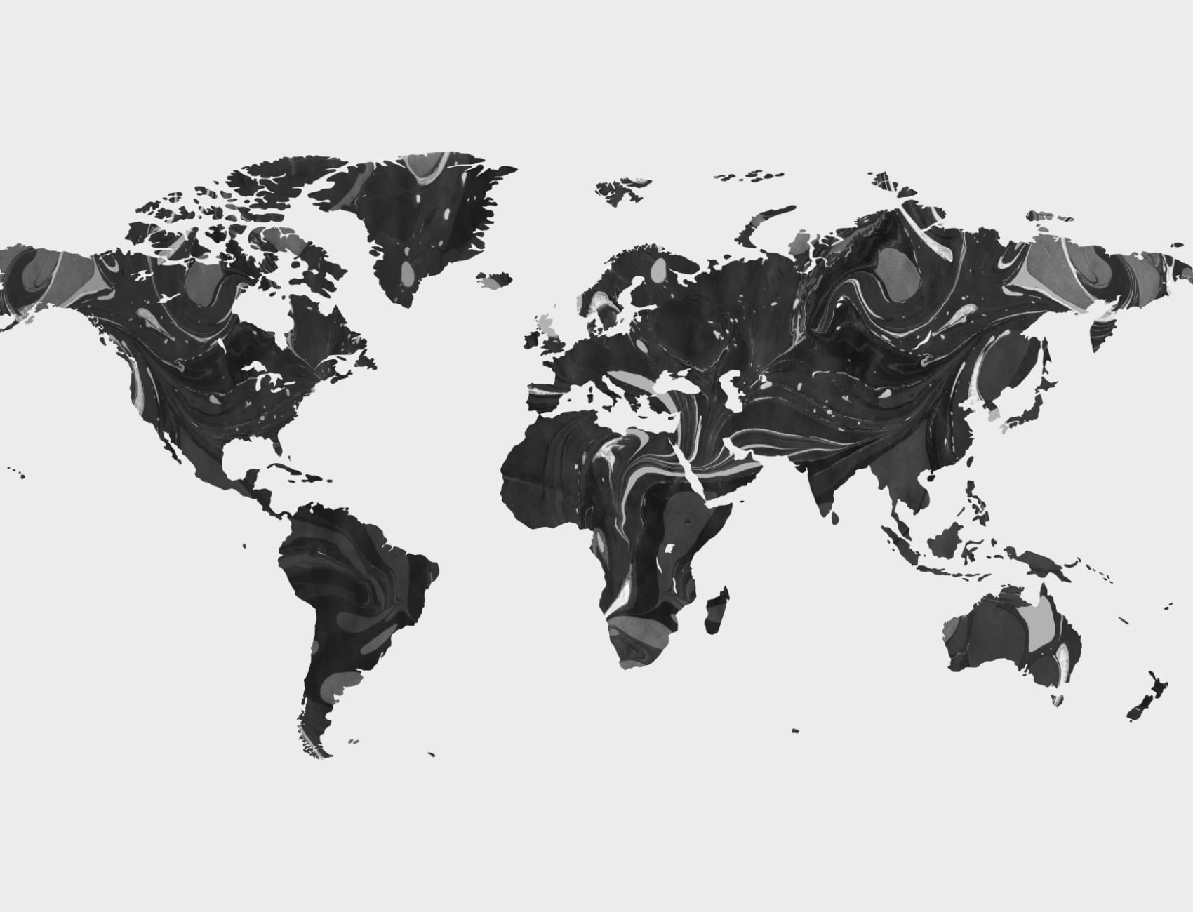 Black & Grey Marble Map Wallpaper Mural