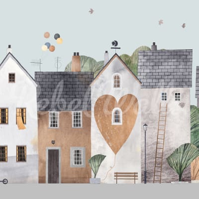 Cute Village, Pastel pattern image