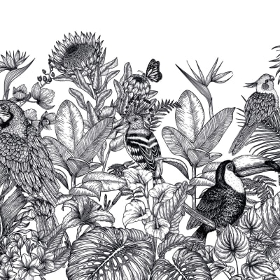Birds Garden, Black & White pattern image