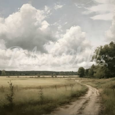 Country Road Painting, Beige pattern image