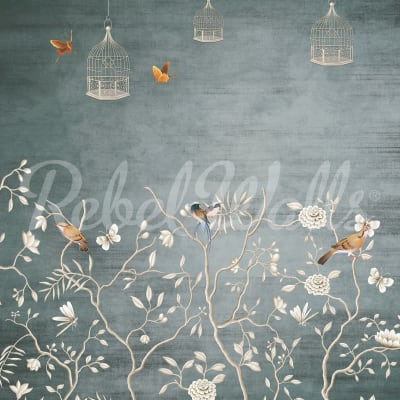 Birds and Cages, Petrol pattern image