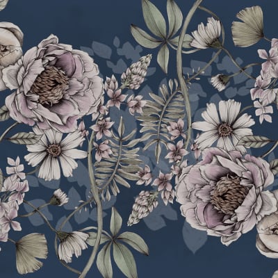 Spring Flower, Dark Blue pattern image