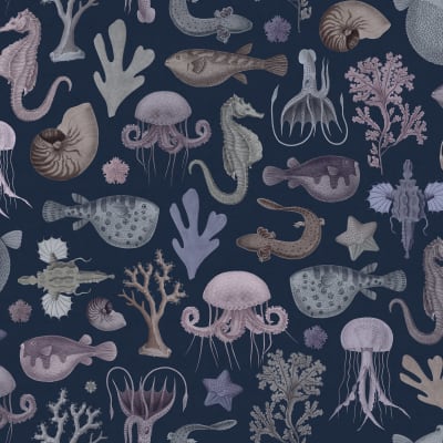 Sea Life, Navy Blue pattern image