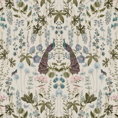 Peacock Garden, Beige pattern image