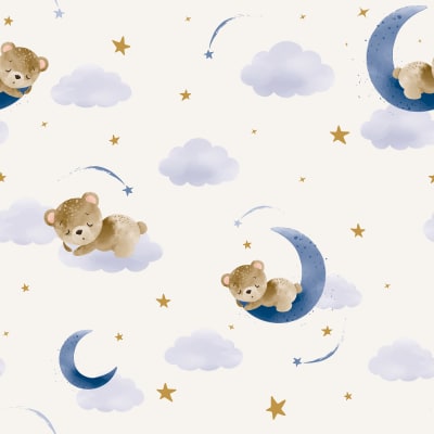 Sleepy Bear, Sky Blue pattern image