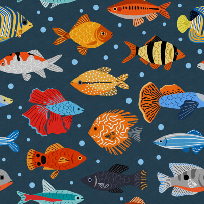 Fish Shoal, Blue pattern image