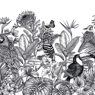 Birds Garden, Black & White pattern image