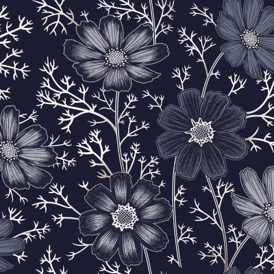 Grand Flowers, Blue pattern image