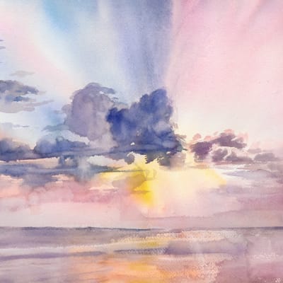 Watercolor Sky, Pink pattern image