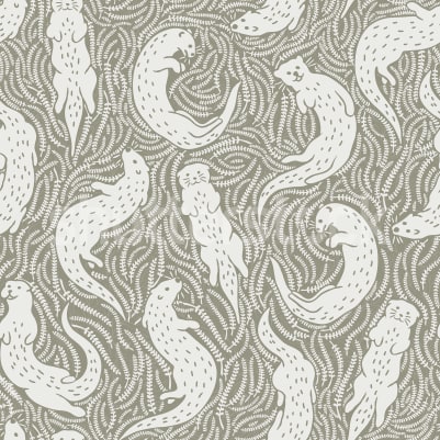 Cute Otters, Beige pattern image
