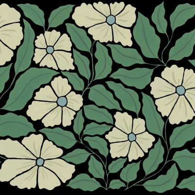 Bold Abstract Flower, Black pattern image