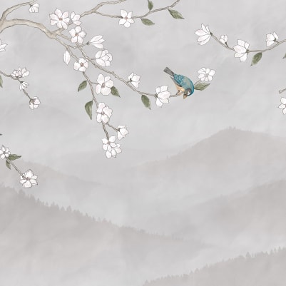 Bird in Tree, White pattern image