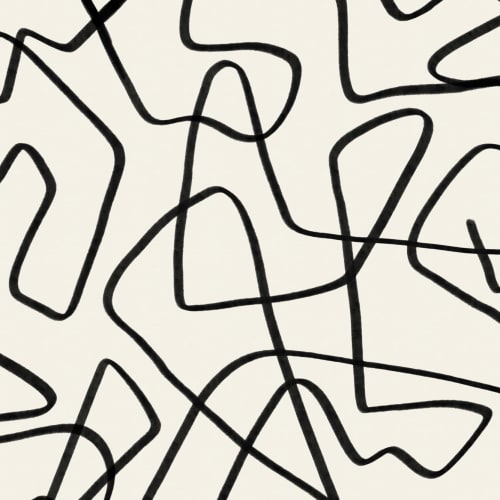 Musta & Beige Abstrakti Doodle seinäseinämaalaus