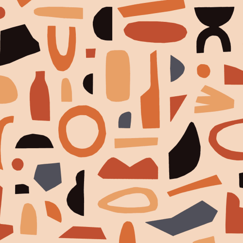 Zwart & Oranje Abstracte Vormen Behang Muurschildering