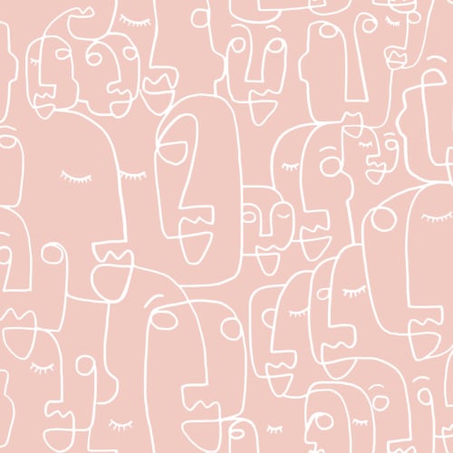 Dusty Pink & White Face Wallpaper Mural