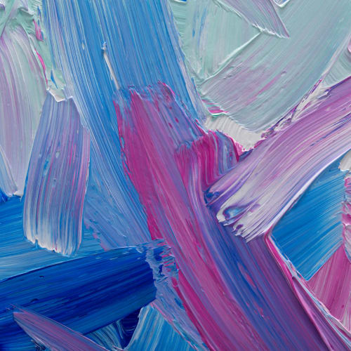 Blauw & Roze Gemengde Verf Kwast Effect Behang Muurschildering
