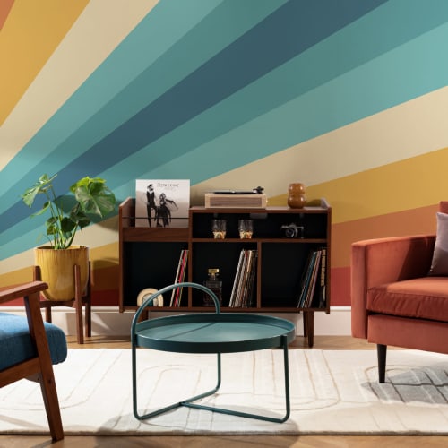 70’s Bold Multi-Color Stripes Retro Wallpaper Mural