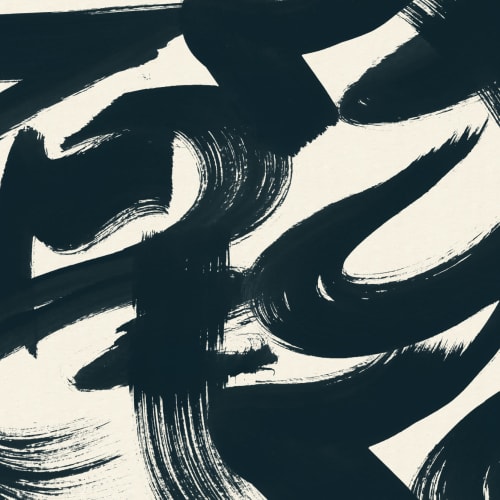 Fototapete Japanische Kalligrafie Gemalt Blau