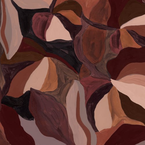 Artă abstractă contemporană în tonuri închise și discrete murale