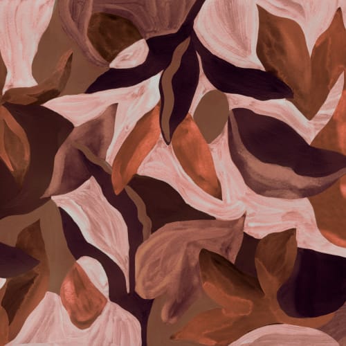 Murale botanic abstract multicolor în tonuri închise pentru spații dramatice