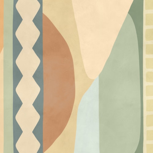 Multicolor Abstract Geometric Classic Mural with Retro Vibes