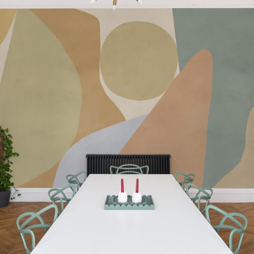 Multicolor Abstract Shapes Contemporary Wall Mural Design Mural