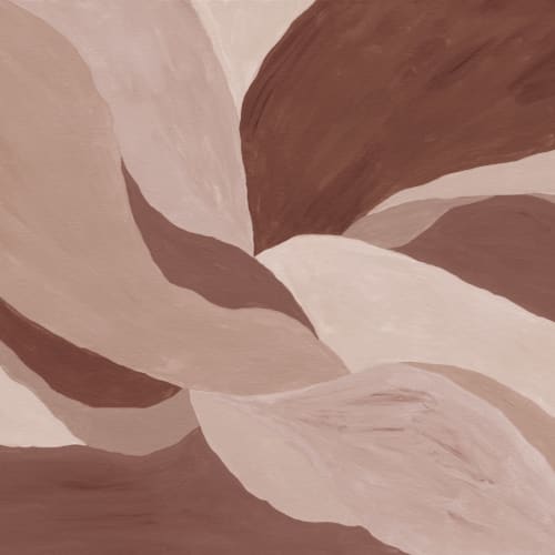 Terracotta Abstract Painted Leaf Mural