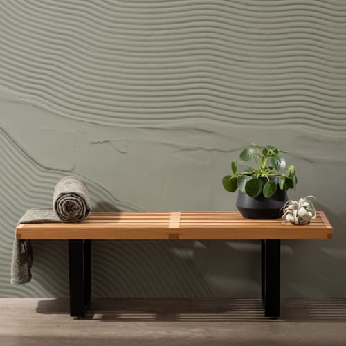 Green Organic Sculpted Abstract Lines Mural