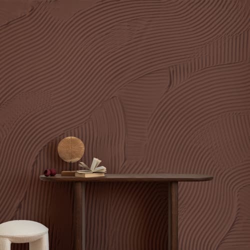 Terracotta Sculpted Abstract Overlapping Lines Mural