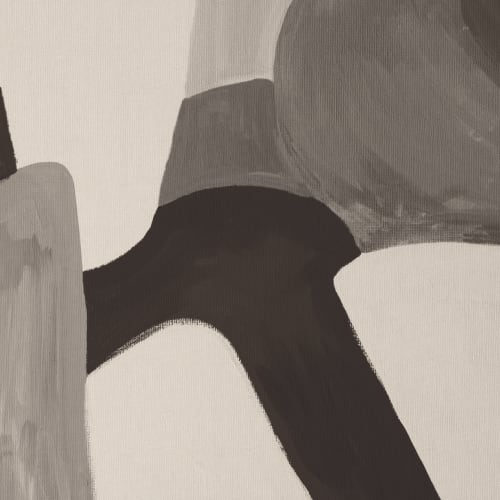 Painted Abstract Shapes Mural in Charcoal and Taupe