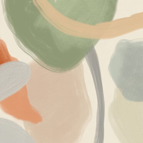 Organic Abstract Shapes Mural in Soft Neutrals