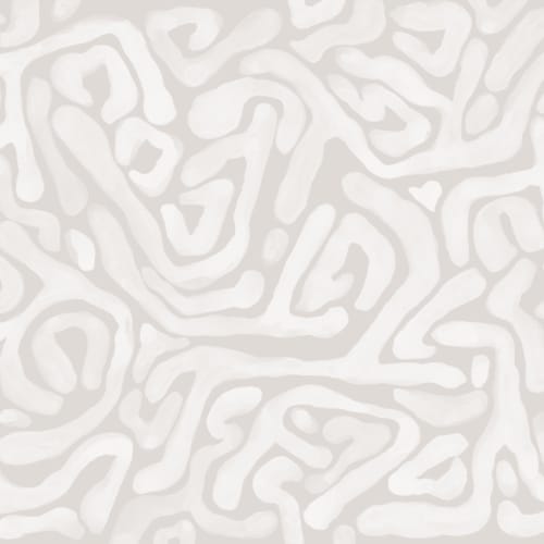 Hand-Painted Organic Flow Pattern Mural in Beige