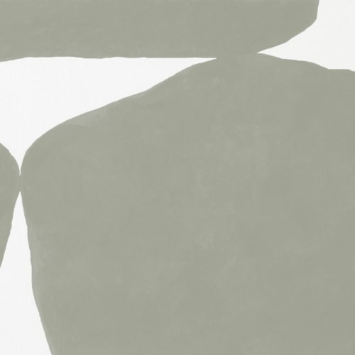 Minimal Abstract Shapes Wall Mural in Sage Green with Textured Plaster Effect