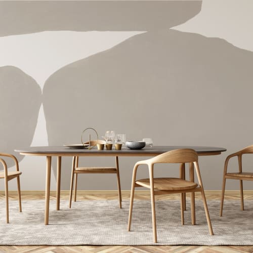 Minimal Abstract Shapes murale în bej cu efect texturat ipsos